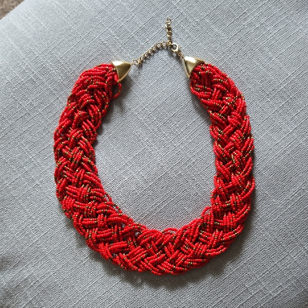 Red and Gold Braided Necklace❤️